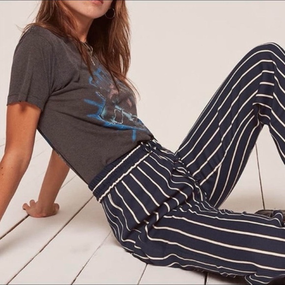 Reformation Weekend Drawstring Pants in Capone Stripe XS - Picture 3 of 5